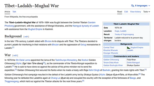 Tibet–Ladakh–Mughal War